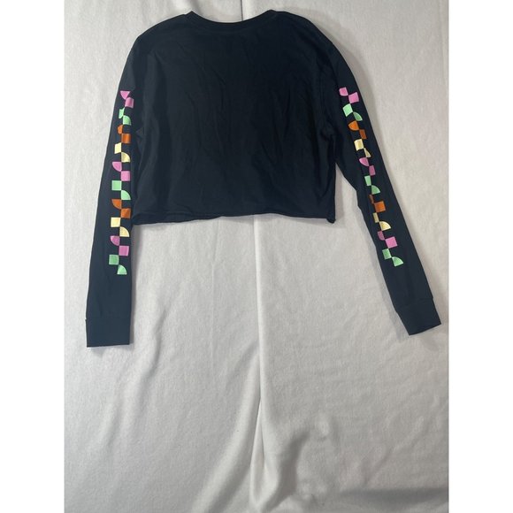 Vans Women's Black Long Sleeve T-shirt Cropped checker size Small pre-owned - Picture 8 of 11